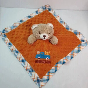 Baby Starters My 1st Thanksgiving Bear Security Blanket Rattle Minky Lovey